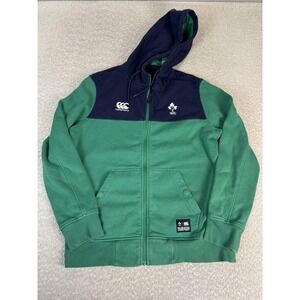 Ireland Rugby Hoodie Sweatshirt Mens Large Green Canterbury IRFU Full Zip
